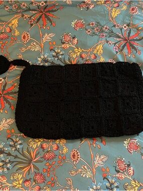 Vintage Black Crochet Clutch